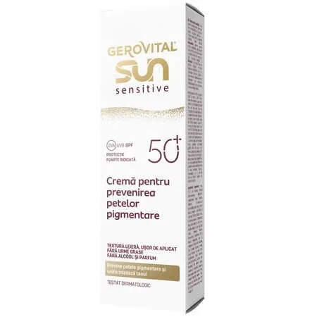 Crema de fata anti pete pigmentare cu SPF 50+ Sun Sensitive, 50 ml, Gerovital — preț și oferte