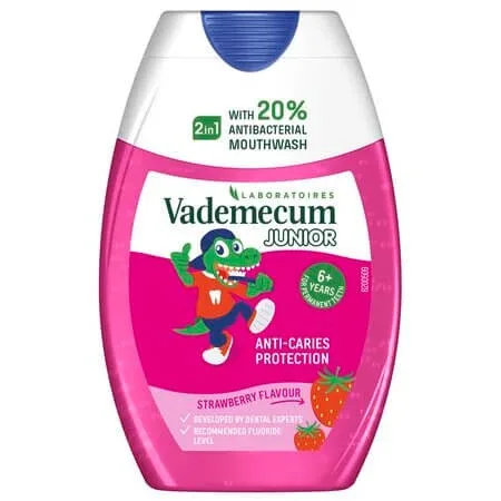 Pasta de dinti 2in1 pentru copii Capsuni, 75 ml, Vademecum — preț și oferte
