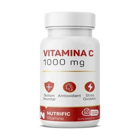 Vitamina C, 1000 mg, 50 capsule vegetale, Nutrific — preț și oferte