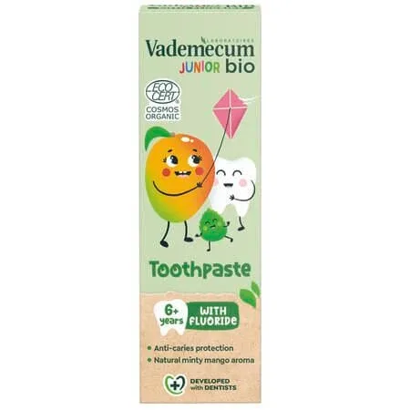 Pasta de dinti pentru copii cu menta si mango, 50 ml, Vademecum — preț și oferte