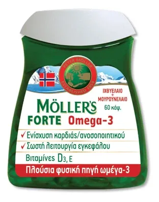 MOLLER'S Forte Omega-3 Fish Oil și Cod Liver Oil Blend 60 Capsule — preț și oferte