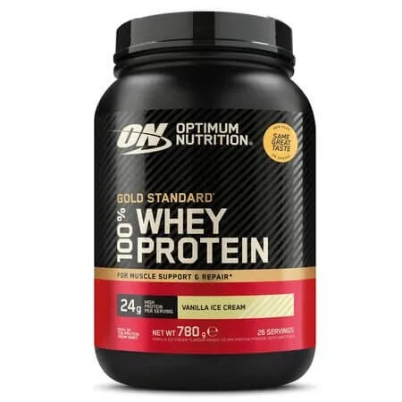 Pudra proteica din zer cu aroma de inghetata de vanilie 100% Whey Gold Standard, 780 g, Optimum Nutrition — preț și oferte