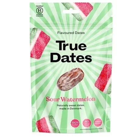 Curmale cu aroma Sour Watermelon, 100 g, True Dates — preț și oferte