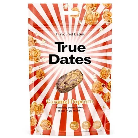 Curmale cu aroma Caramel Popcorn, 100 g, True Dates — preț și oferte