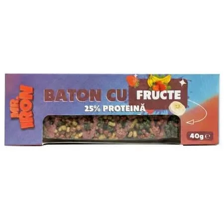 Baton crispy cu fructe, 40 g, Mister Iron — preț și oferte