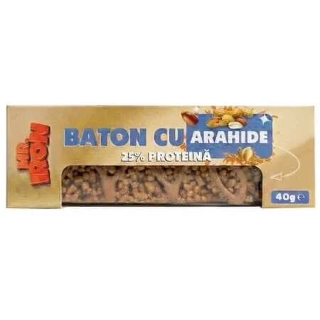 Baton crispy cu arahide, 40 g, Mister Iron — preț și oferte