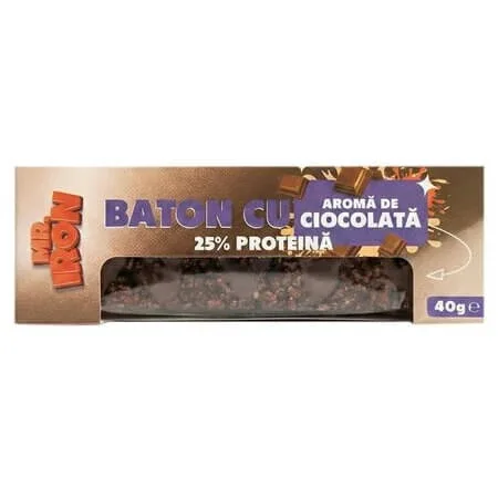 Baton crispy cu ciocolata, 40 g, Mister Iron — preț și oferte