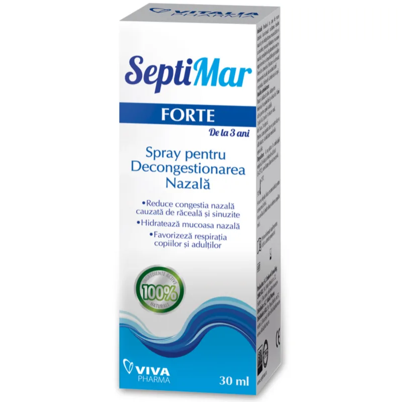 Spray nazal cu Apa de Mare Hipertona, 30 ml, Septimar Forte VIVA PHARMA — preț și oferte