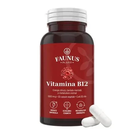 Vitamina B12, 30 capsule, Faunus — preț și oferte