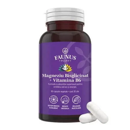 Magneziu Bisglicinat + Vitamina B6, 90 capsule, Faunus — preț și oferte
