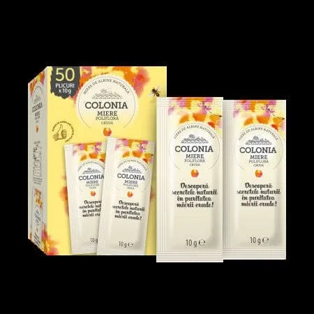 Miere poliflora, 50 plicuri x 10 g, Colonia — preț și oferte