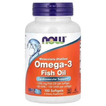 Ulei de peste Omega-3, 1000 mg, 100 gelule moi, Now Foods — preț și oferte