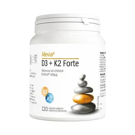 Vitamina D3 + Vitamina K2 Forte, 120 capsule vegetale, Alevia — preț și oferte