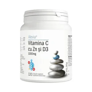 Vitamina C cu Zn si D3, 120 capsule vegetale, Alevia