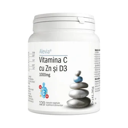 Vitamina C cu Zn si D3, 120 capsule vegetale, Alevia — preț și oferte