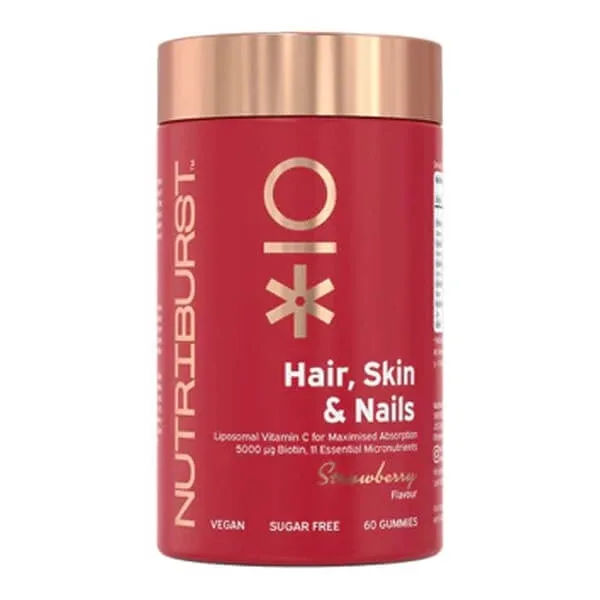Nutriburst Hair Skin &amp; Nails, jeleuri, aromă de căpșuni, 60 buc. — preț și oferte