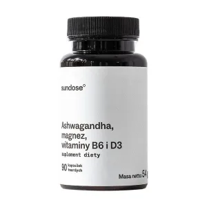 Sundose Ashwagandha, magneziu, vitaminele B6 și D3, capsule tari, 90 buc.