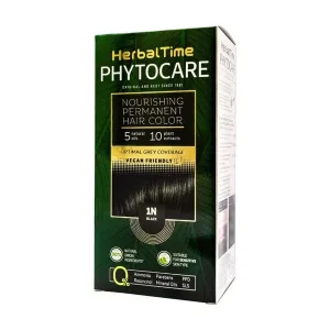 Herbal Time Phytocare, vopsea de păr 1N, negru, 130 ml