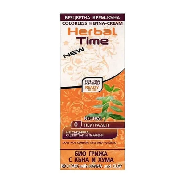 Herbal Time, henna pentru păr natural, fără 0 neutru, 75 ml — preț și oferte