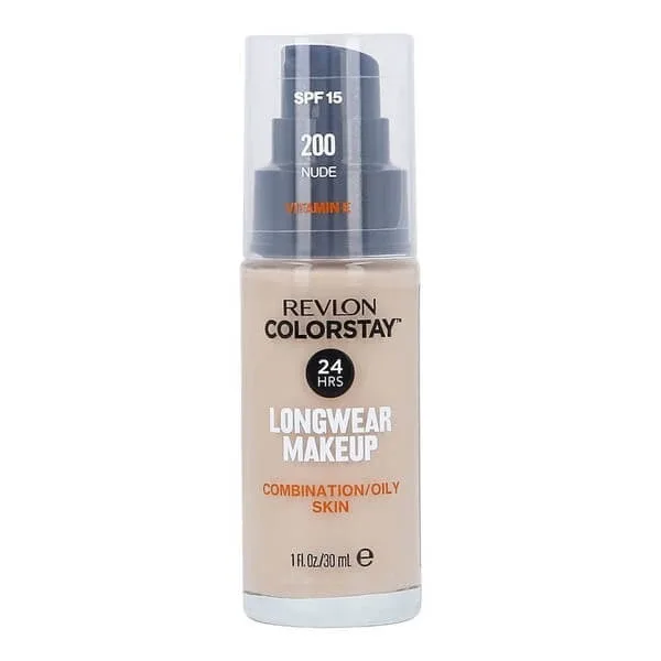Revlon Colorstay Longwear Makeup SPF 15, fond de ten cu pompă pentru ten gras și mixt, 200 Nude, 30 ml — preț și oferte