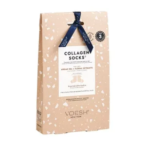 Voesh, șosete cu colagen, mască de colagen pentru călcâi și picioare cu ulei de argan, șosete, 3 perechi