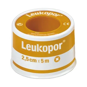 Leukopor, ipsos adeziv pe rolă, dimensiune 2,5 cm x 5 m, 1 buc.