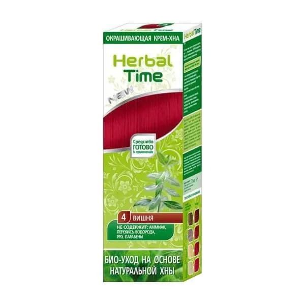 Herbal Time, henna pentru păr natural, nr. 04 cireșe, 75 ml — preț și oferte