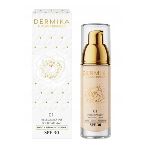 Dermika Luxury Ceramides, fond de ten 4 în 1, SPF 30, nuanța 01, 30 ml — preț și oferte