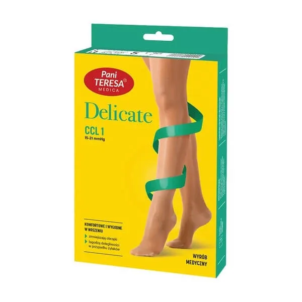 Mrs Teresa Delicate, mărimea L, ciorapi de compresie CCL1 bej, lungi, cu vârf acoperit, 1 pereche — preț și oferte