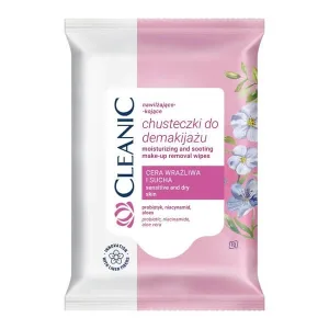 Cleanic, șervețele demachiante hidratante și calmante, piele sensibilă și uscată, 10 buc.