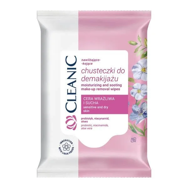 Cleanic, șervețele demachiante hidratante și calmante, piele sensibilă și uscată, 10 buc. — preț și oferte