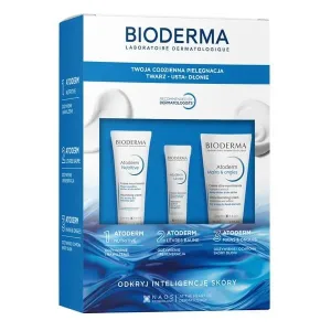 Set Bioderma Atoderm, cremă nutritivă, 40 ml + balsam de buze, 15 ml + cremă de mâini și unghii, ultra-nutritivă, 50 ml