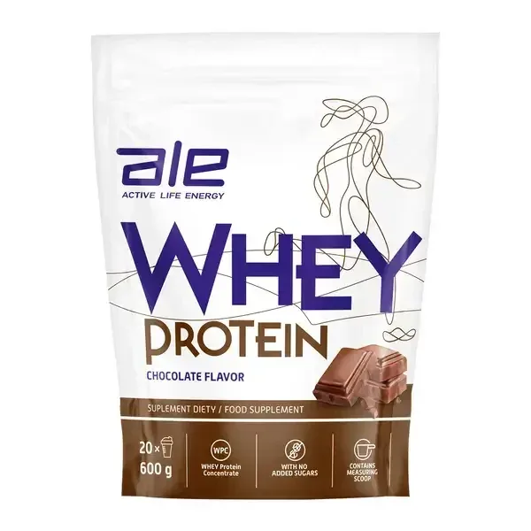 ALE Whey Protein cu aromă de ciocolată, pulbere, 600 g — preț și oferte