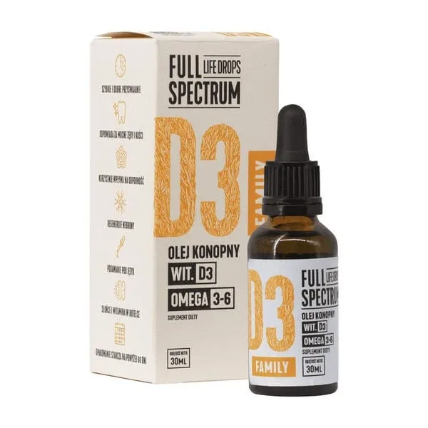 Spectrul complet, vitamina D3 FAMILY, ulei de cânepă, picături, 30 ml — preț și oferte