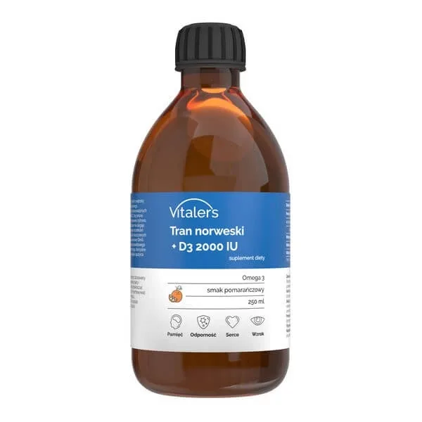 Vitaler's Norwegian Diet + D3 2000 UI, lichid, aromă de portocale, 250 ml — preț și oferte