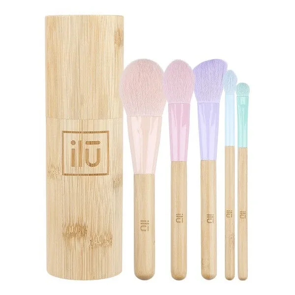 Ilu BambooM!, Set de 5 pensule de machiaj + tub de depozitare din bambus — preț și oferte