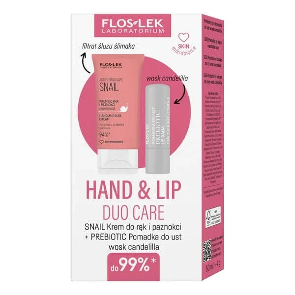 Flos-lek Set Hand &amp; Lip Duo Care Snail, cremă de mâini, 50 ml + ruj, 4 g — preț și oferte