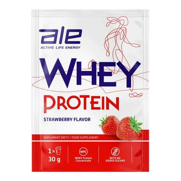 ALE Whey Protein cu aromă de căpșuni, pulbere, 30 g — preț și oferte