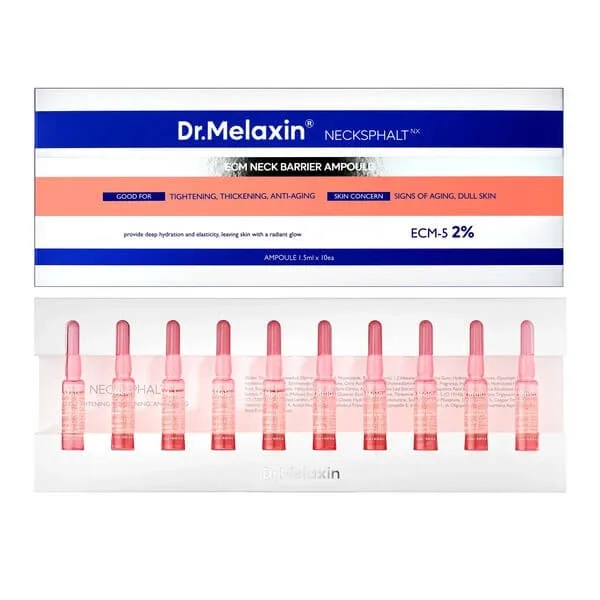 Dr.Melaxin Necksphalt ECM Neck Barrier Ampoule, fiole pentru îngrijirea pielii gâtului, 10 x 1.5ml — preț și oferte