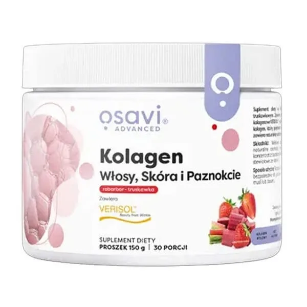 Osavi Colagen păr, piele și unghii, pulbere, aromă de rubarbă și căpșuni, 150 g — preț și oferte