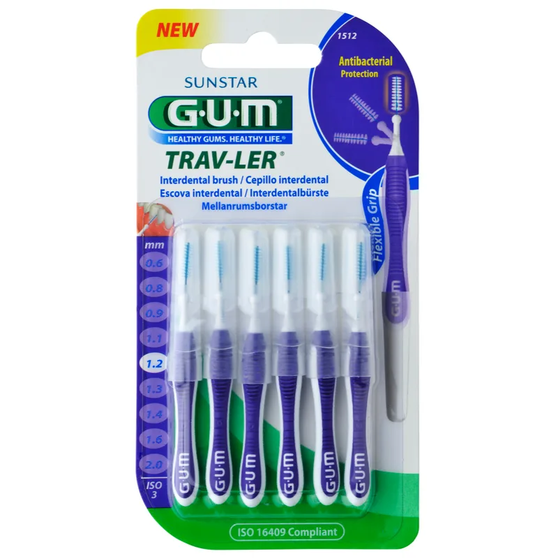 Perii interdentare Trav-Ler, 1.2 mm, mov, 6 bucati, Sunstar Gum — preț și oferte
