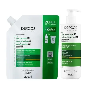 Kit Dercos DS, șampon anti-mătreață, păr uscat, 390 ml + pachet de reumplere, 390 ml