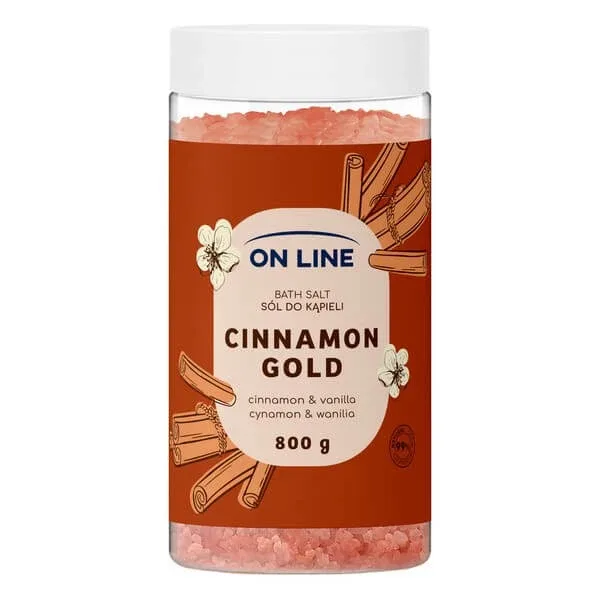 On Line Cinnamon Gold, sare de baie încălzitoare cu aromă de scorțișoară, 800 g — preț și oferte