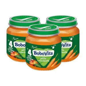 Set de 3 x BoboVita, mere cu morcovi, 4 m+, 125 g