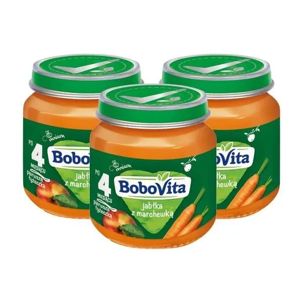 Set de 3 x BoboVita, mere cu morcovi, 4 m+, 125 g — preț și oferte
