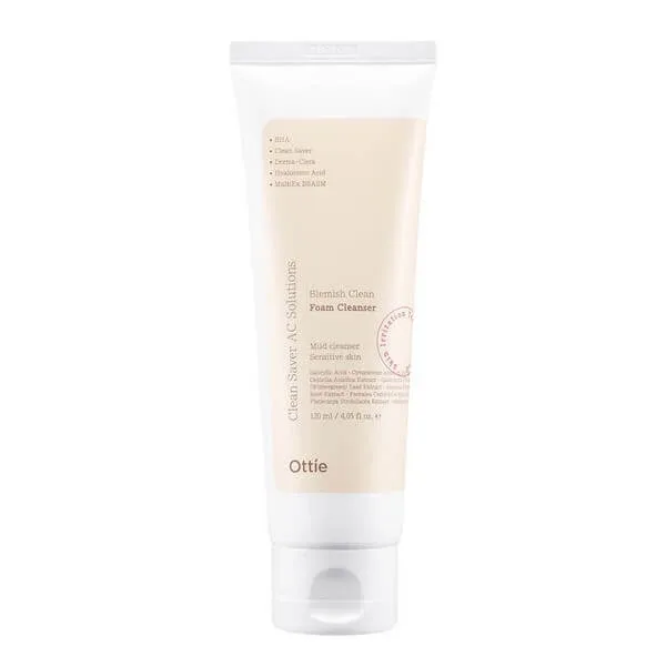 Ottie Blemish Clean Foam Cleanser, spumă de curățare facială cu acid salicilic, 120 ml — preț și oferte
