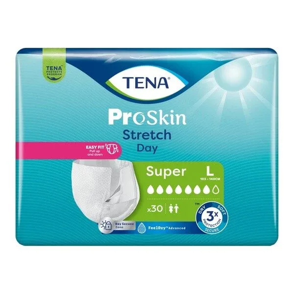 Tena Stretch ProSkin Super Day, scutece de zi, mărimea L, 30 buc. — preț și oferte