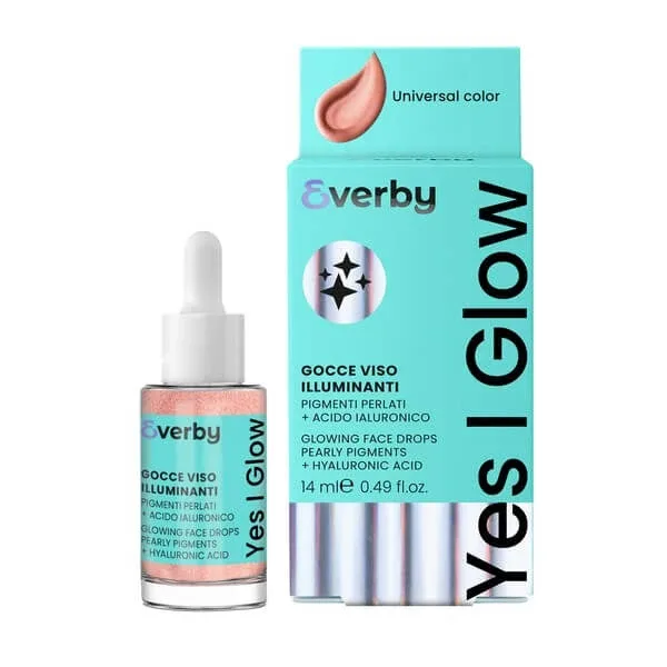 Everby Yes I Glow Picături de față strălucitoare, iluminatoare, cu pigmenți perlați și acid hialuronic, 14 ml — preț și oferte