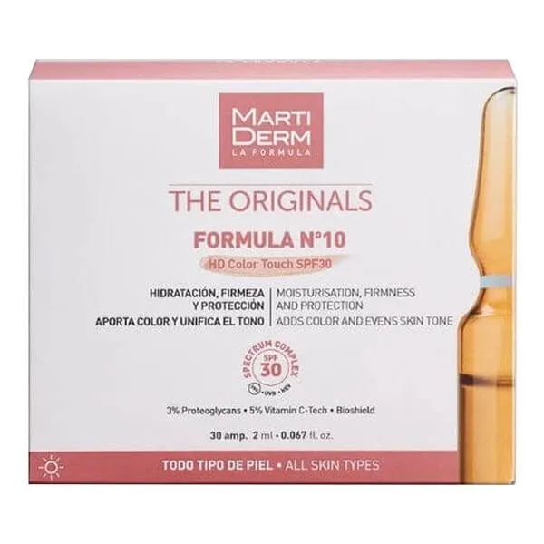 Martiderm The Originals Formula Nº10 HD Color Touch SPF30, ser hidratant și întăritor, fiole, 30 x 2 ml — preț și oferte