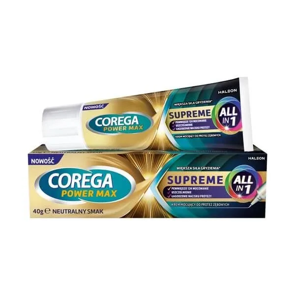 Corega Power Max Supreme All in 1, cremă de fixare pentru proteze dentare, 40 g — preț și oferte